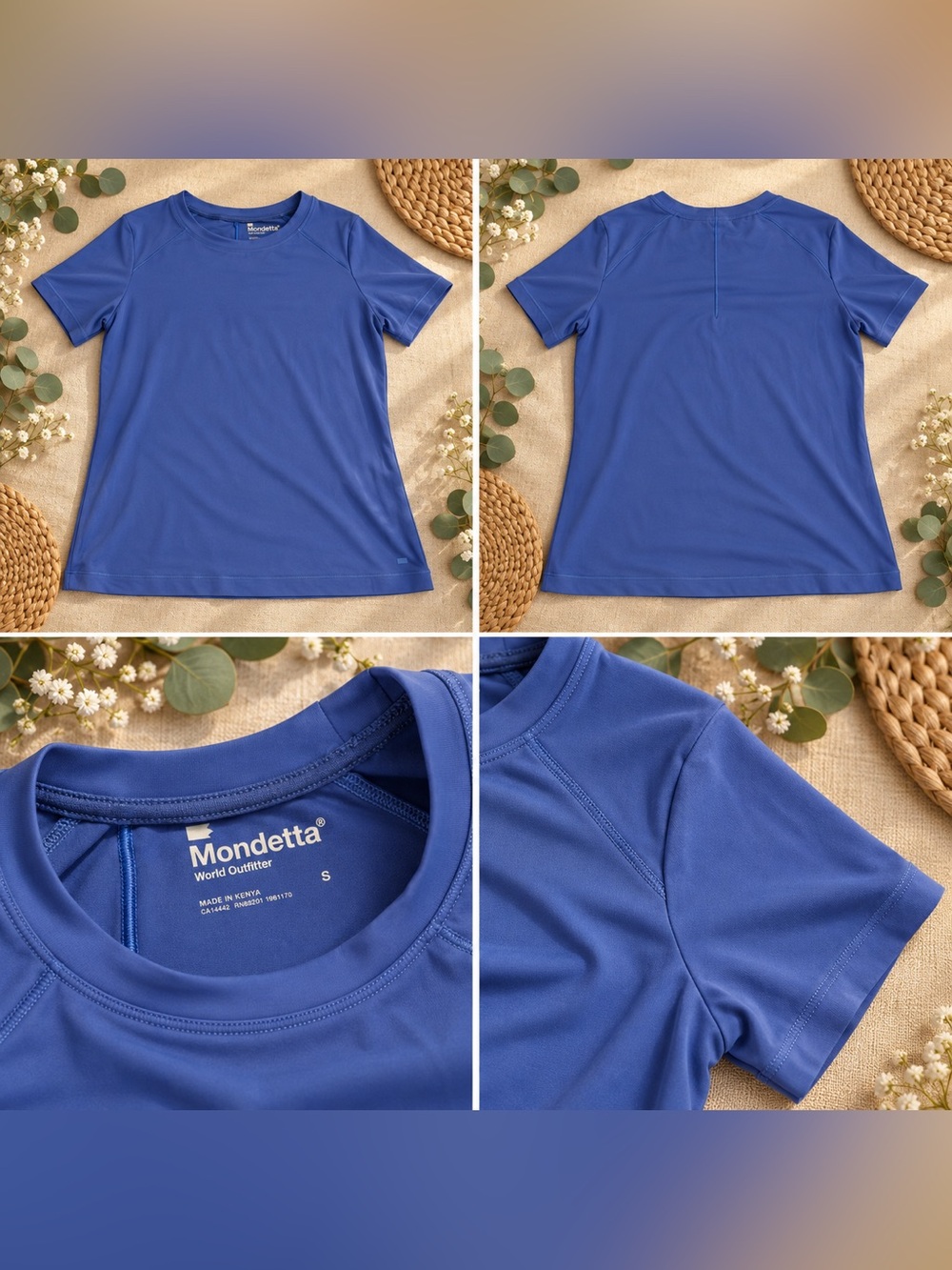 Mondetta Short Sleeve Athletic Tee in Blue Size Small
